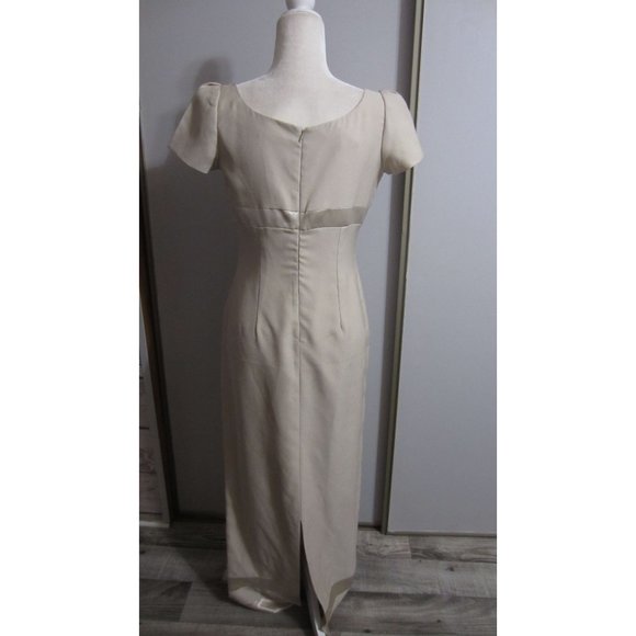 Watters and Watters 8 Beige Maxi Bridesmaid Mother of the Bride Dress - Picture 4 of 7